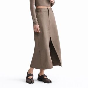 Nike Sportswear Collection Twill Mink Brown Midi Skirt Women’s HQ8022-233 Small